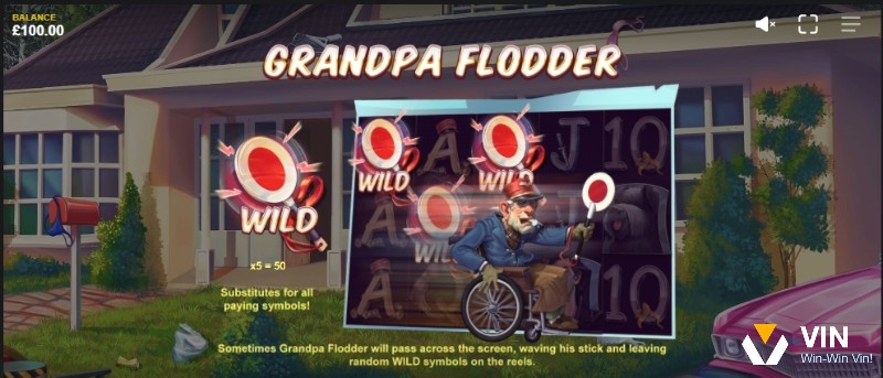 Ông nội sẽ thả vào guồng các biểu tượng Wild trong Grandpa Flodder