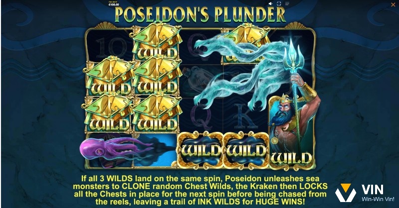 Sự xuất hiện của 3 biểu tượng Wild khác nhau sẽ kích hoạt Poseidon Plunder