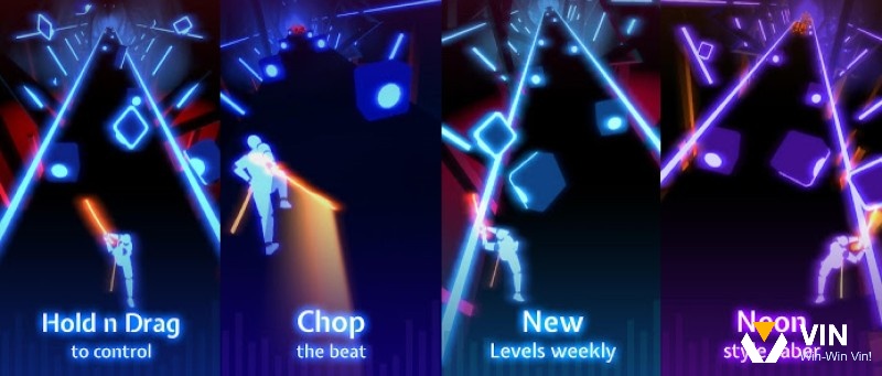 Phông nền đầy màu sắc và ánh sáng Neon tạo nên không gian âm nhạc cực kỳ bắt mắt