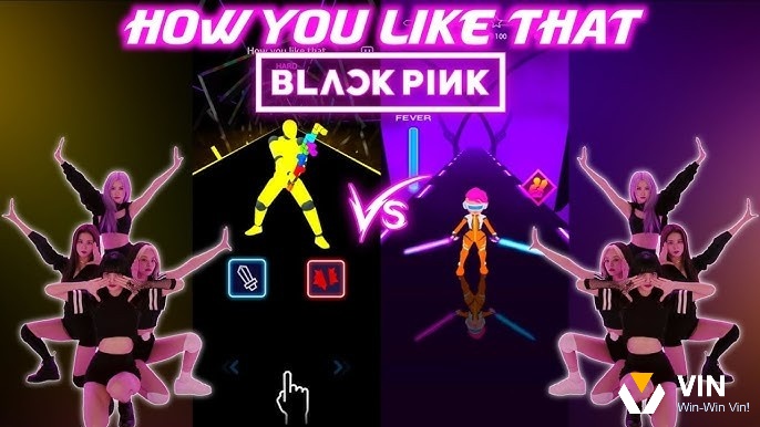 Điều khiển nhân vật chém các biểu tượng âm nhạc theo nhịp điệu bài hát trong Game Beat Blade Dash Dance