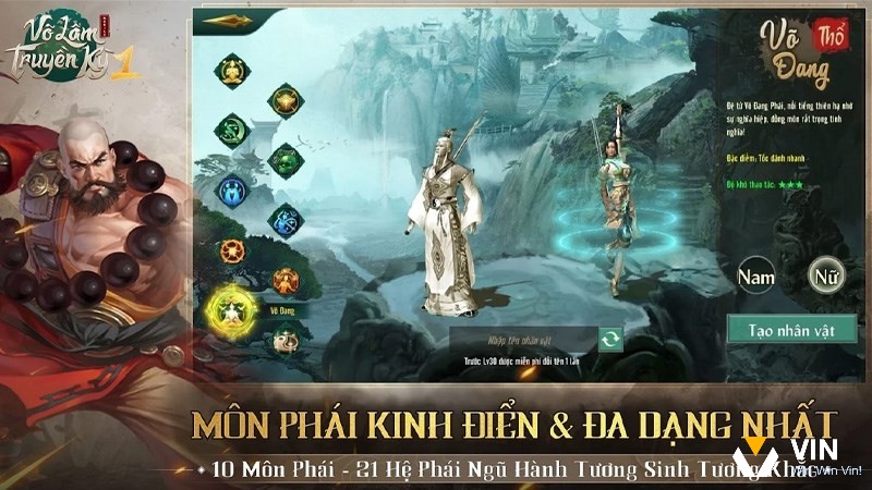 Môn phái trong game Võ Lâm Truyền Kỳ 1 Mobile khá đa dạng