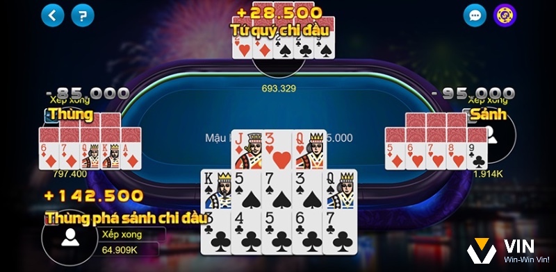 Cách tính điểm trong mậu binh theo hướng dẫn cách chơi mậu binh, so sánh từng chi và thưởng phạt dựa trên kết quả các chi