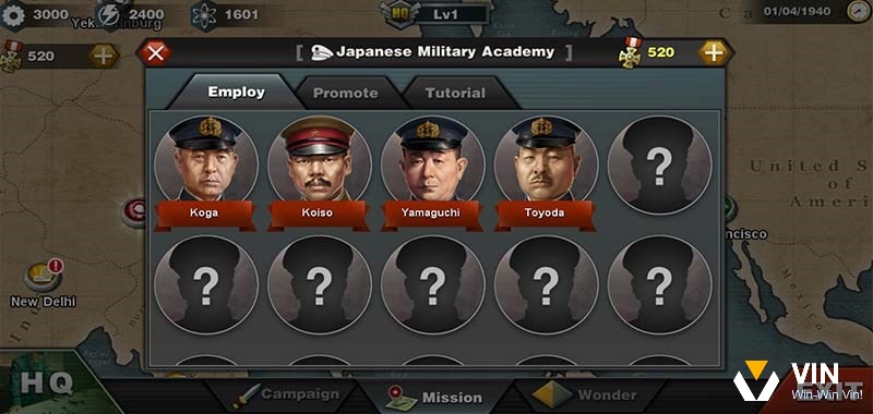 Cấp bậc tướng trong game thể hiện nhiều cấp bậc tái hiện chân thực