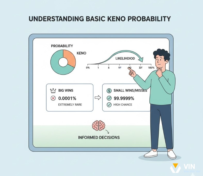 Người chơi Keno phân tích bảng xác suất để đưa ra quyết định đặt cược thông minh