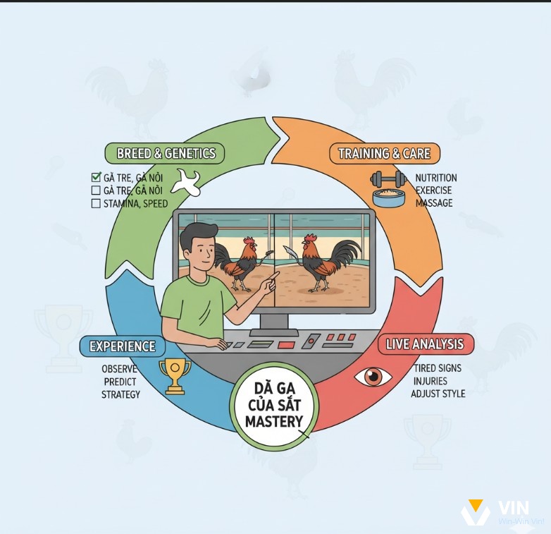 Người chơi đá gà cựa sắt nghiên cứu giống gà, dinh dưỡng, huấn luyện, chăm sóc và phân tích trận đấu trực tiếp
