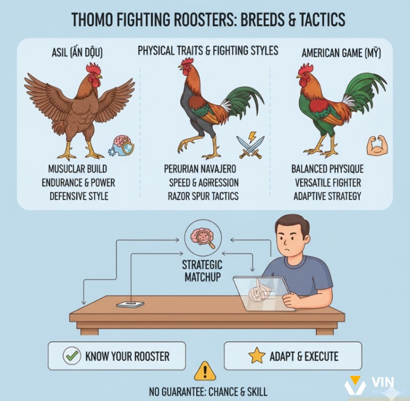 Người chơi phân tích đặc điểm thể chất và tố chất chiến đấu của các giống gà để hiểu chiến thuật