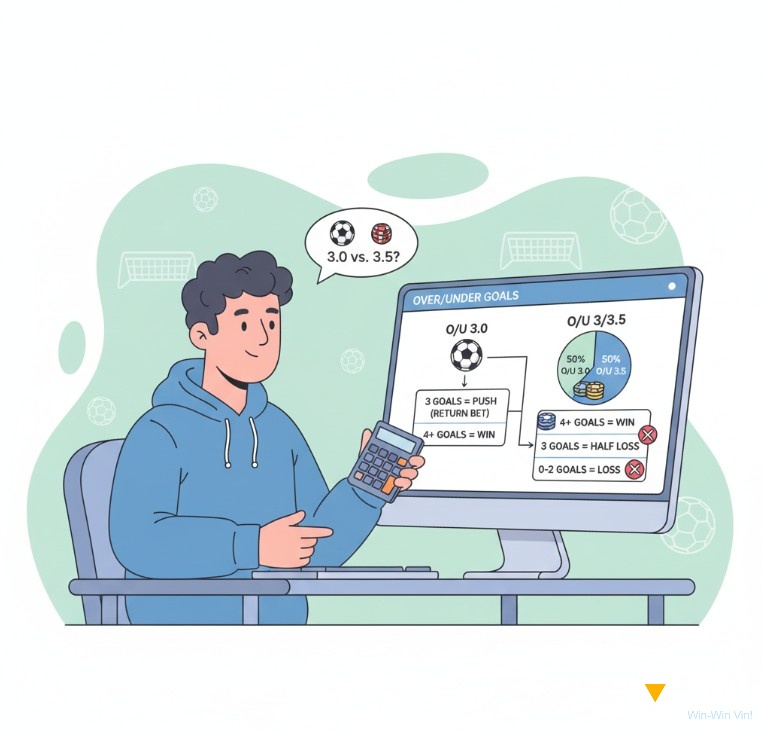 Người chơi so sánh kèo Tài Xỉu 3/3.5 với các kèo khác, hiểu sự khác biệt trong rủi ro và lợi nhuận ở mốc 3 bàn thắng