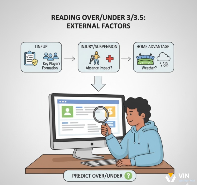 Người chơi soi kèo Tài Xỉu 3/3.5 bằng cách phân tích đội hình, chấn thương cầu thủ và yếu tố sân bãi để đưa ra quyết định chính xác