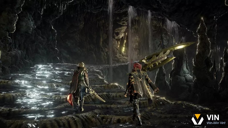 Lối đi chật và tối trước khi mở ra khu vực rộng hơn, nhấn mạnh nhịp khám phá và ghi nhớ đường đi