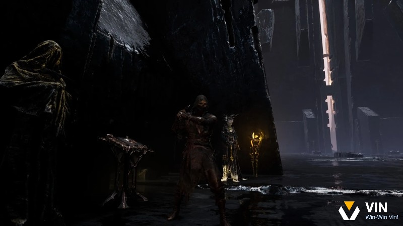 Kiến trúc đổ nát giữa sương mù trong Mortal Shell