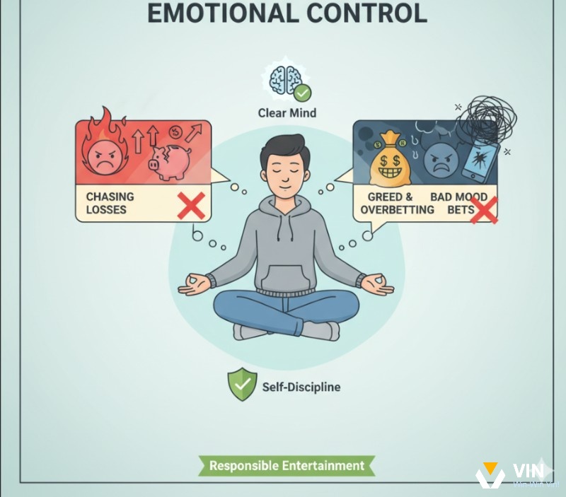 Người cá cược kiểm soát cảm xúc, tránh ""cay cú"" và lòng tham, giữ tâm trạng ổn định để đưa ra quyết định sáng suốt
