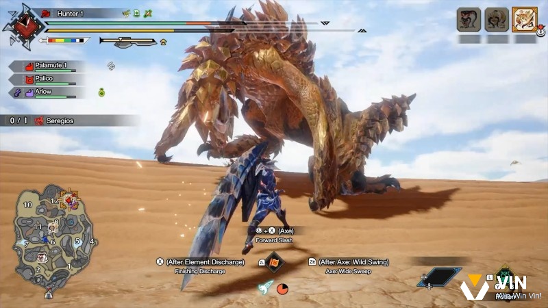 Thợ săn đối đầu quái vật lớn trong môi trường mở