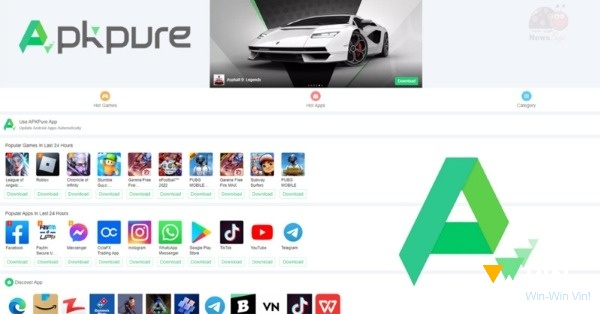 APKPure trên máy tính với danh sách game Android phổ biến và dễ tải