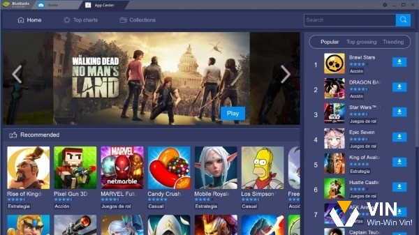 BlueStacks trên máy tính với giao diện giống smartphone và nhiều game mobile