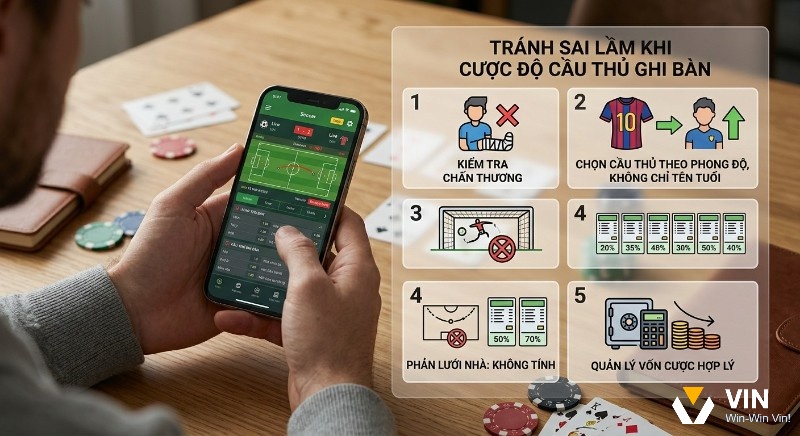 Checklist 5 sai lầm cần tránh, khi cược cầu thủ ghi bàn: kiểm tra chấn thương, chọn phong độ, quản lý vốn hiệu quả