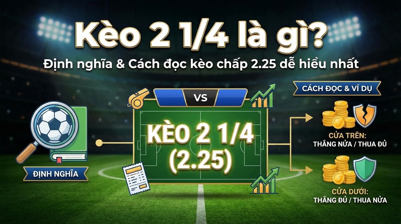 Kèo 2 1/4 là gì? Cách đọc kèo chấp 2.25 dễ hiểu nhất