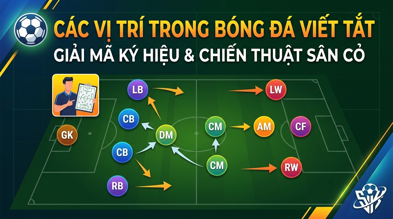 Các vị trí trong bóng đá viết tắt: Giải mã ký hiệu trên sân cỏ