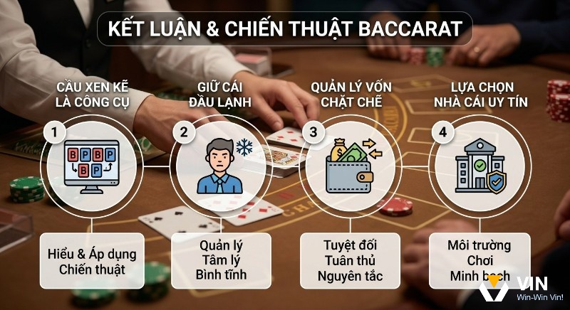 Tổng quan chiến thuật Baccarat: Hướng dẫn 4 bước từ hiểu cầu xen kẽ là gì, giữ tâm lý ổn định đến quản lý vốn và chọn nhà cái uy tín