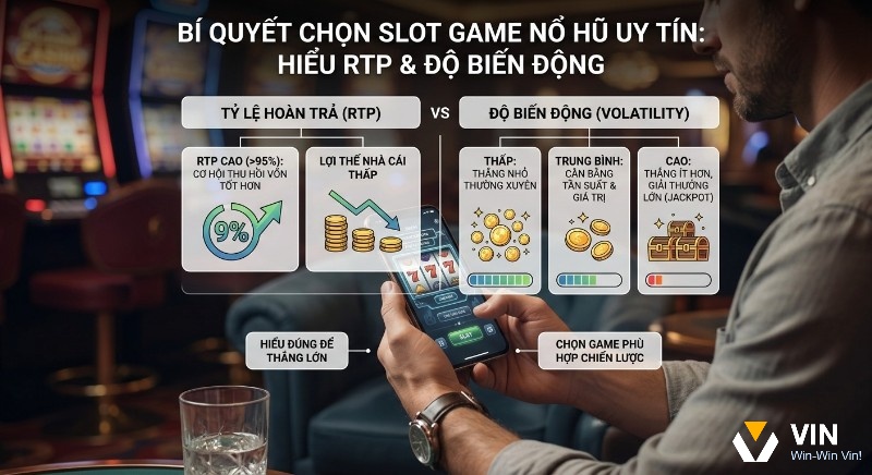 Phân tích RTP và Độ biến động giúp chọn slot game nổ hũ uy tín, hiểu cơ hội thu hồi vốn và chiến lược thắng lớn