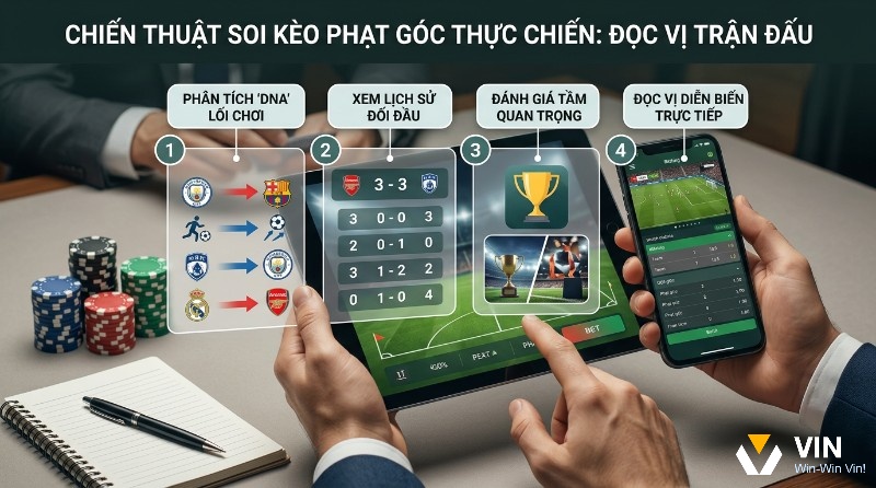 Soi kèo phạt góc thực chiến: phân tích DNA lối chơi, lịch sử đối đầu, tầm quan trọng trận đấu, đọc diễn biến trực tiếp trên tablet và điện thoại trong kèo Tài Xỉu phạt góc toàn trận là gì
